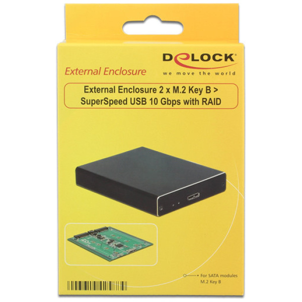 Delock Külső ház, 2x SATA M.2 SSD > USB 10 Gbps (USB 3.1) RAID-del #5