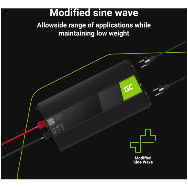 Green Cell autós inverter 2x Schuko + USB, 12V DC > 230V AC (2000W) #2