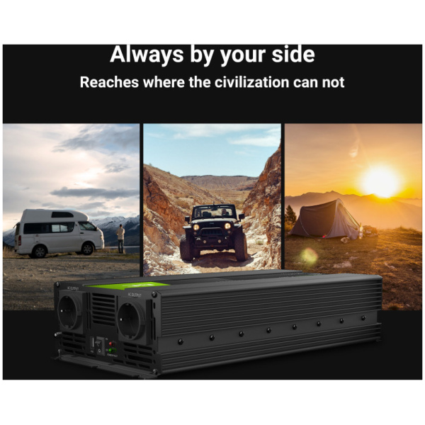 Green Cell autós inverter 2x Schuko + USB, 12V DC > 230V AC (2000W) #4
