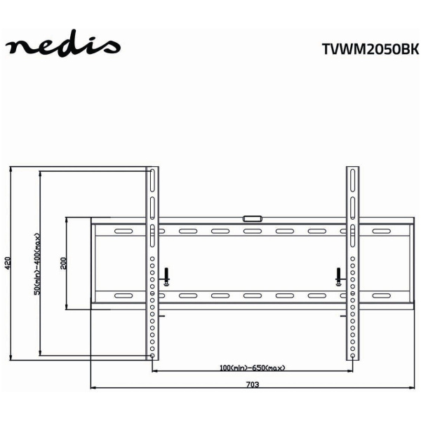 Nedis VESA fix fali konzol (max. 60 kg, 70"-ig) - TVWM2050BK #3