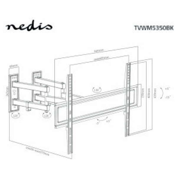 Nedis VESA dönthető, forgatható fali konzol (max. 40 kg, 70"-ig) - TVWM5350BK #7
