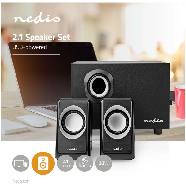 Nedis 2.1 hangszóró szett (33W, USB tápellátással) #7