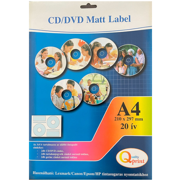 Qprint nyomtatható CD címke 40db (20 ív, 2 címke / ív) #1