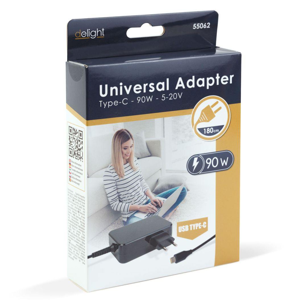Delight univerzális USB Type-C laptop töltő adapter (90W) #3
