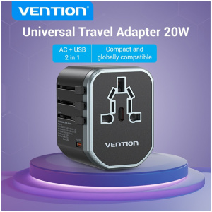 Vention hálózati utazótöltő (1x USB-C + 2x USB-A port, 20W - US, EU, UK, AU) #2
