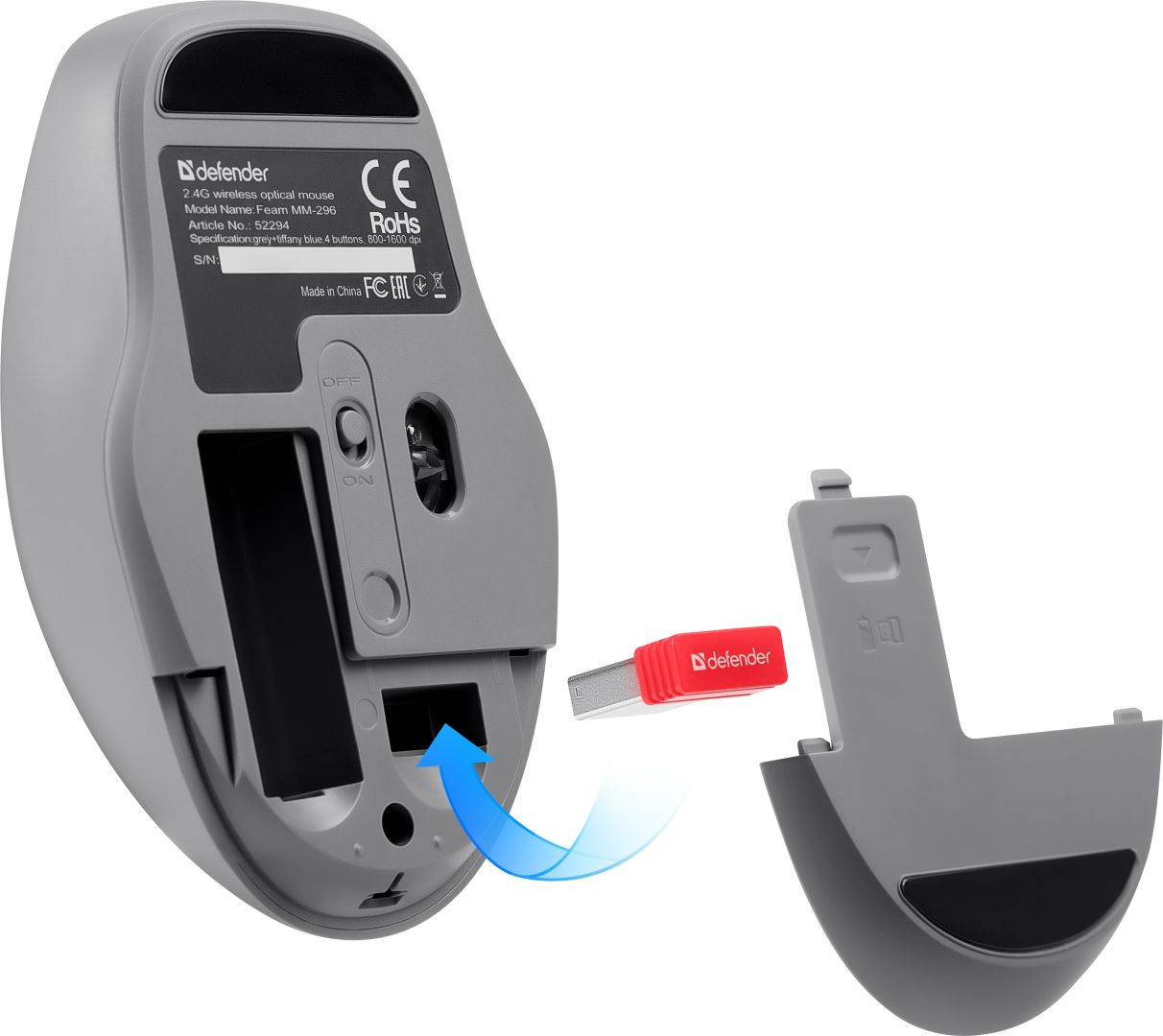 Defender Feam MM-296 vezeték nélküli egér (menta) #4