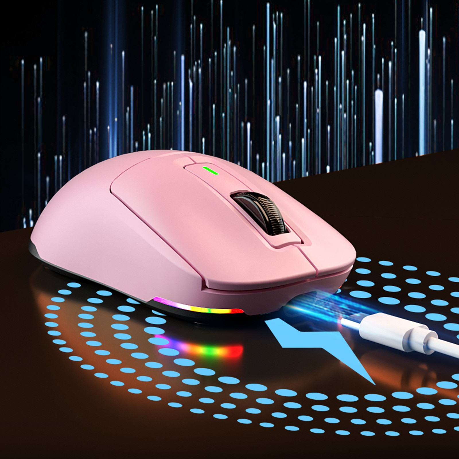 Meetion GW24 Vezetékes / 2,4G / Bluetooth Gamer egér (rózsaszín) #3