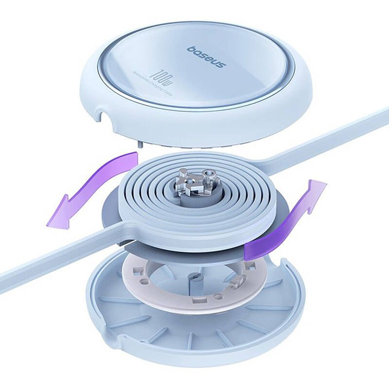 Baseus Free2Pull felcsévélhető USB-C - USB-C kábel 100W 1m (kék) #4