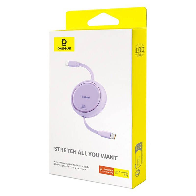 Baseus Free2Pull felcsévélhető USB-C - USB-C kábel 100W 1m (lila) #5