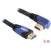 Delock HDMI-HDMI (M) kábel 3m 4K, egyik végén 90 fokban hajlított (kék) #1