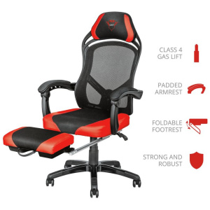 Trust GXT 706 Rona Gaming szék lábtartóval (fekete-piros) #2