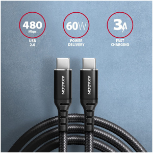 Axagon USB 2.0 C – C adat- és töltőkábel (PD 60W / 3A) 1m #2