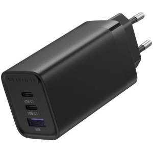 Vention 65/30W USB-s hálózati GaN töltő (2x USB-C, 1x USB-A) fekete #1