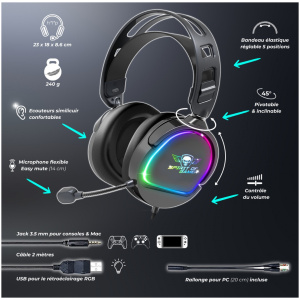 Spirit of Gamer PRO H6 RGB Gaming Headset (fekete) #2