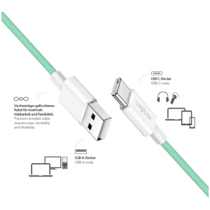 Logilink USB-C – USB-A 2.0 (M/M) kábel 0,5m (zöld) #2