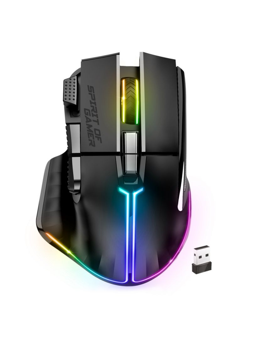 Spirit of Gamer PRO-M5 RGB vezeték nélküli Gamer egér (2,4Ghz+Bluetooth) (fekete) #1