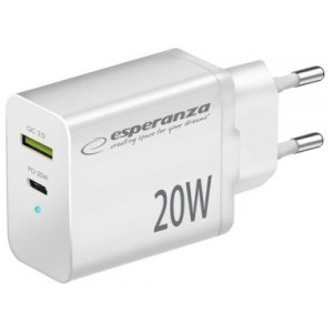 Esperanza EZC105W Quick Power 20W-os USB-C gyorstöltő QC 3.0 és PD funkcióval (220V) #1