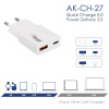 Akyga AK-CH-27 USB-A + USB-C GaN töltő QC 3.0 és PD funcióval (220V), 30W #5