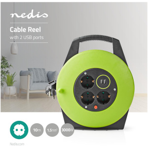 Táp toldókábel elosztóval (3x aljzat) 230V 10m (Nedis), és 2x USB töltőporttal #2