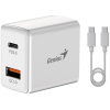 Genius PD-20ACP USB-s töltő+kábel,1x USB-A, 1x USB-C port, 20W (fehér) #1